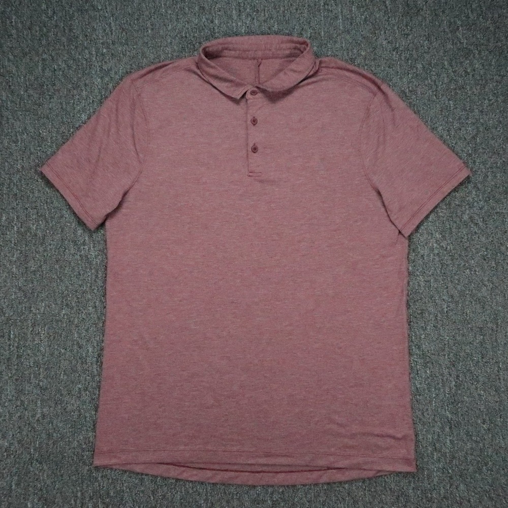 lululemon Shirt Mens Large Red Evolution Polo Short Sleeve Stretch Performance